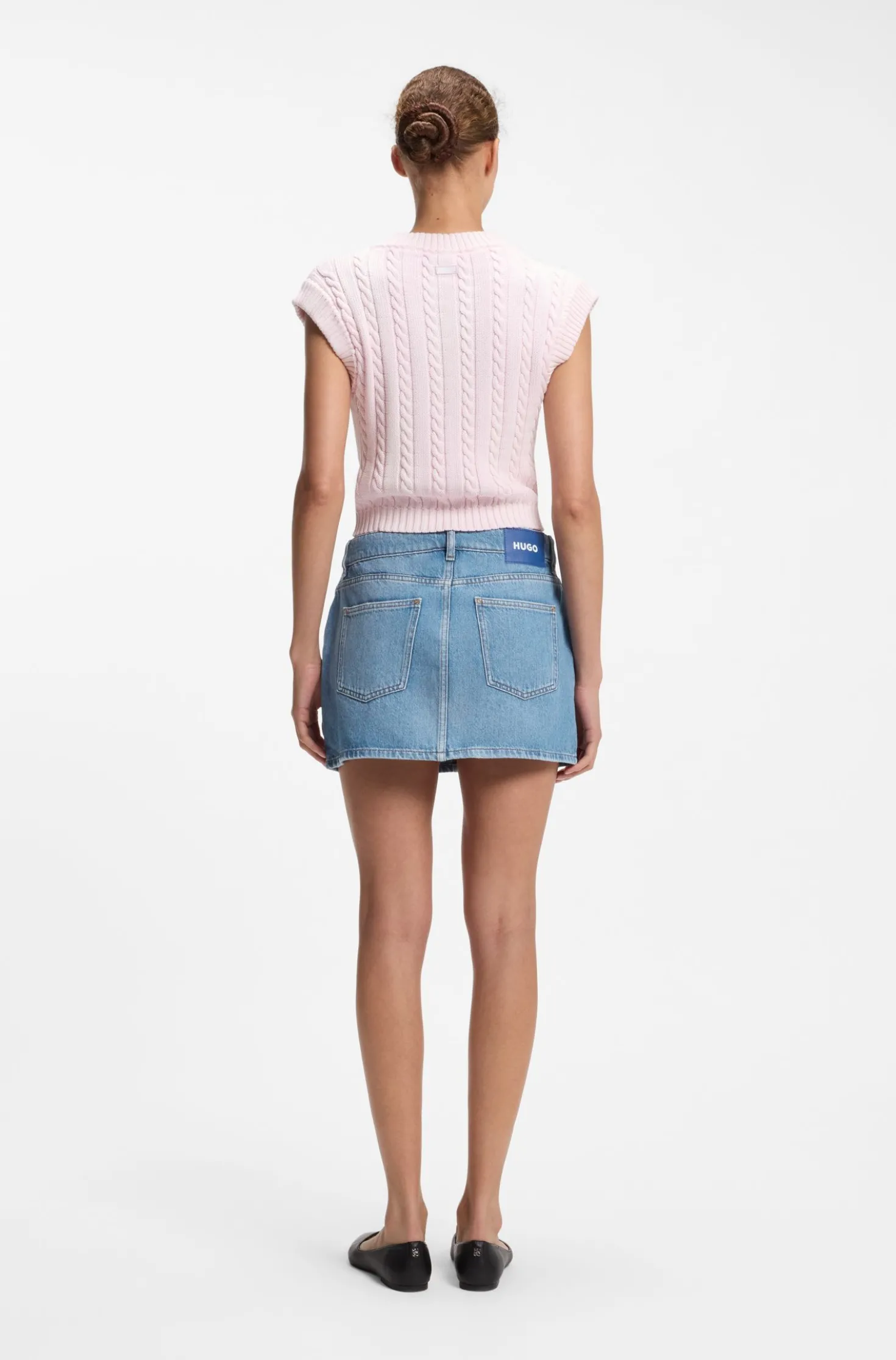 Five-pocket mini skirt in blue denim