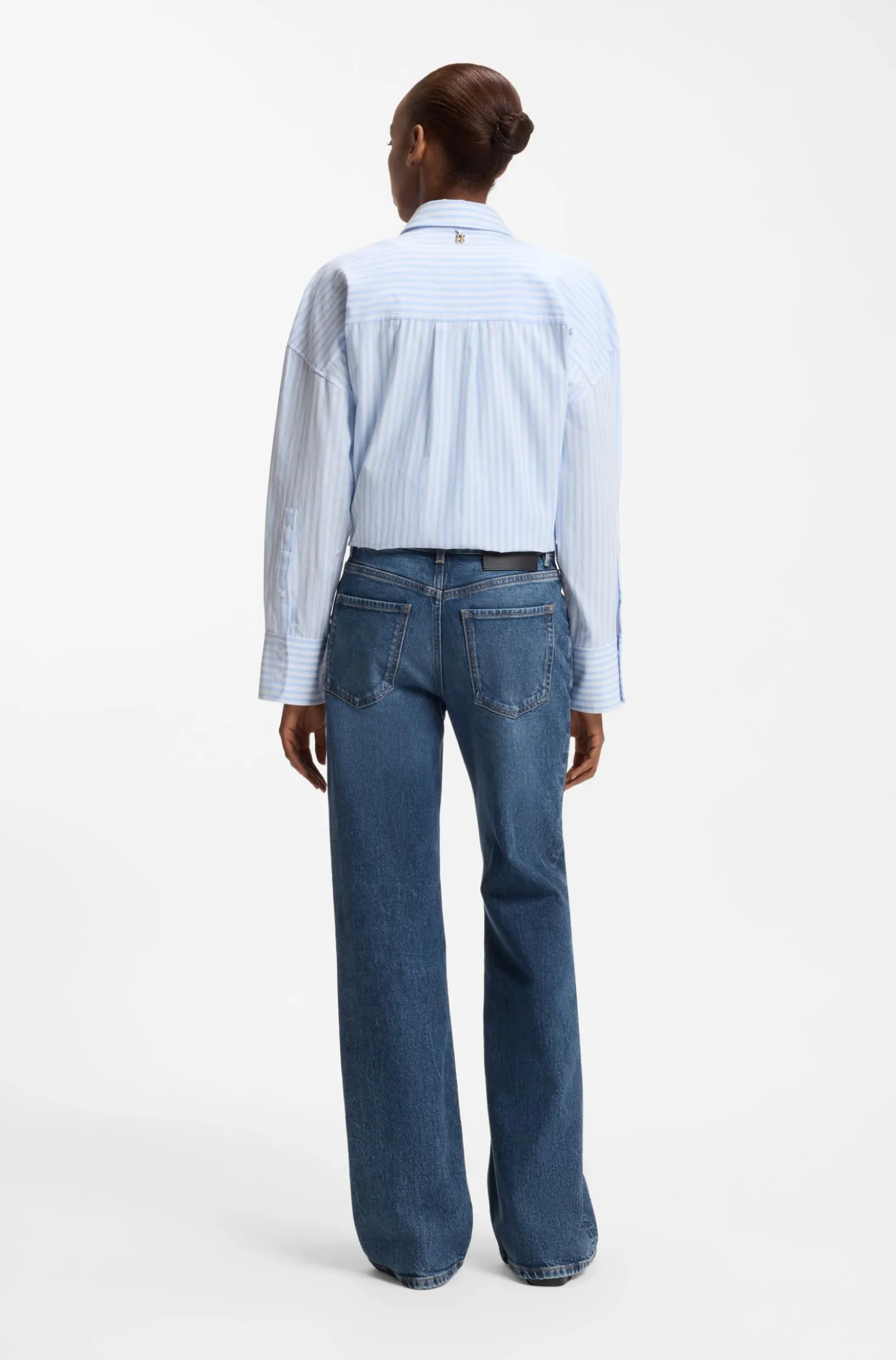 Flared-fit jeans in blue stretch denim
