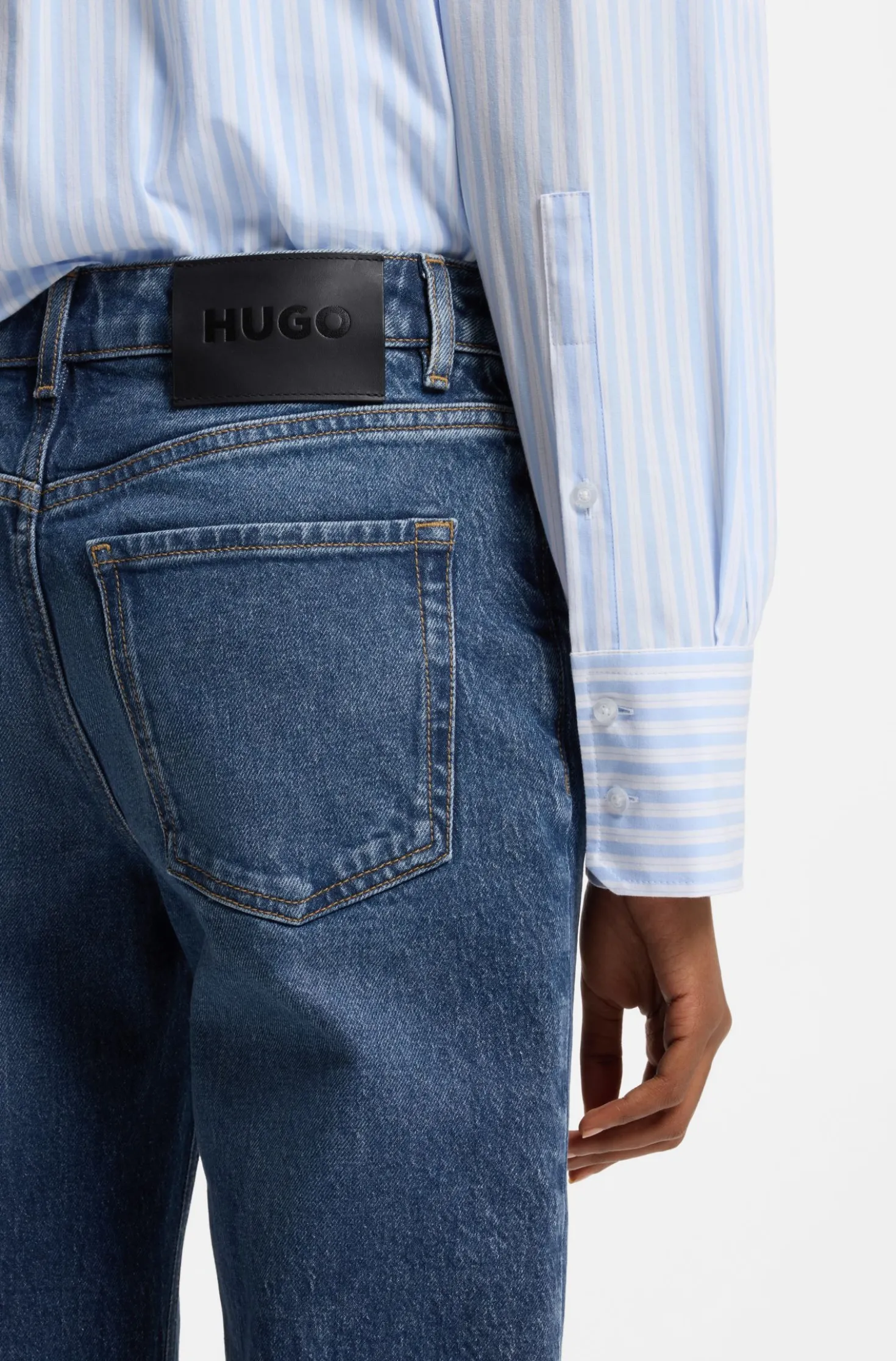 Flared-fit jeans in blue stretch denim