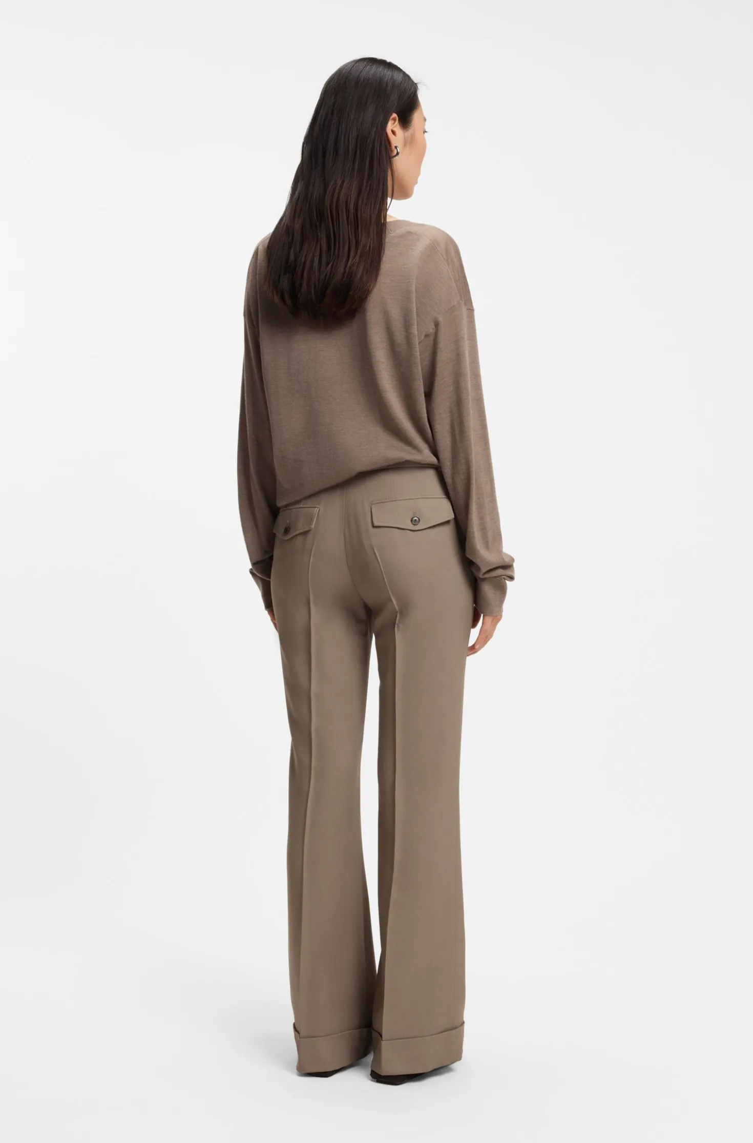 Flared-fit trousers in stretch gabardine