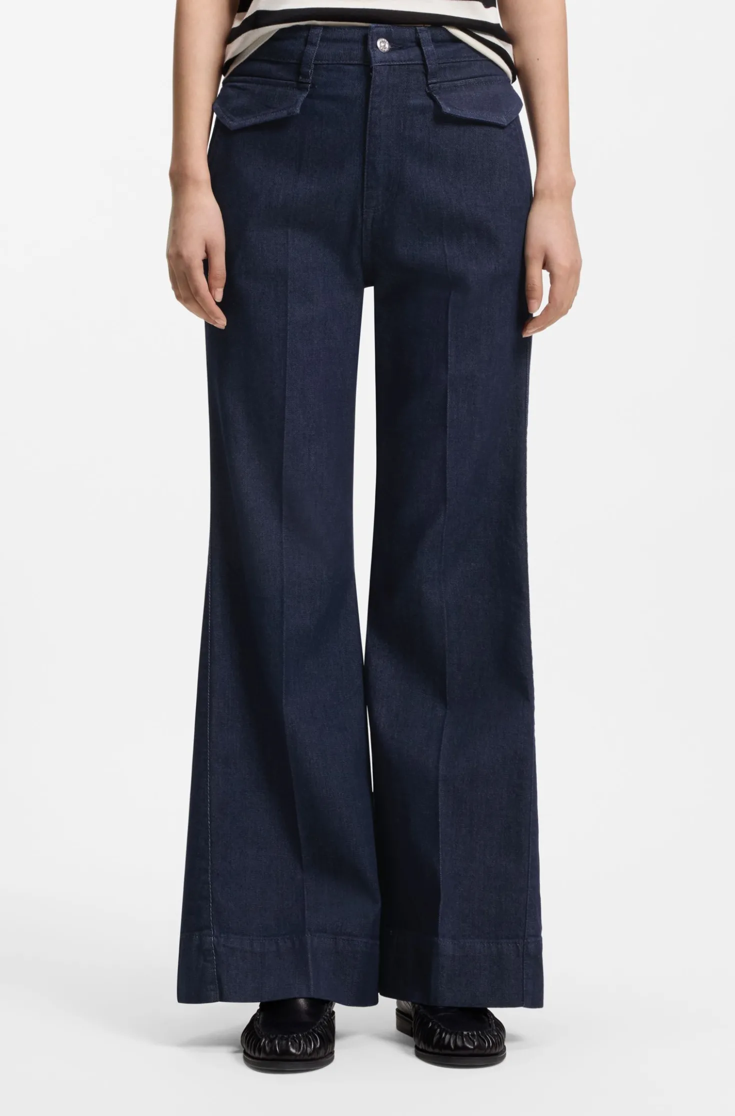 Flared jeans in blue Italian stretch denim