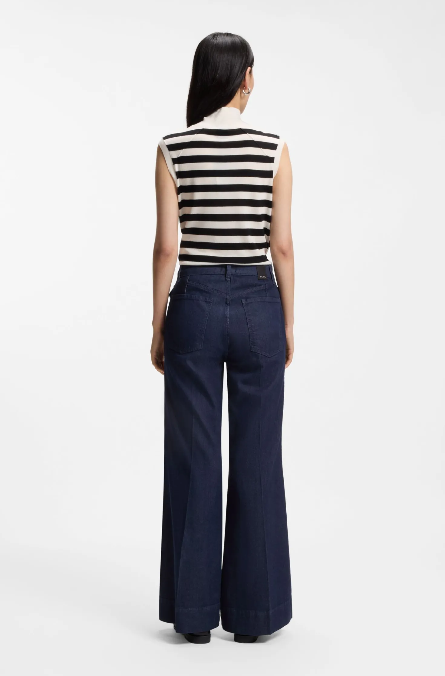 Flared jeans in blue Italian stretch denim