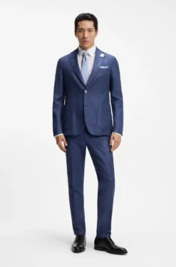 Formal trousers in micro-patterned stretch fabric