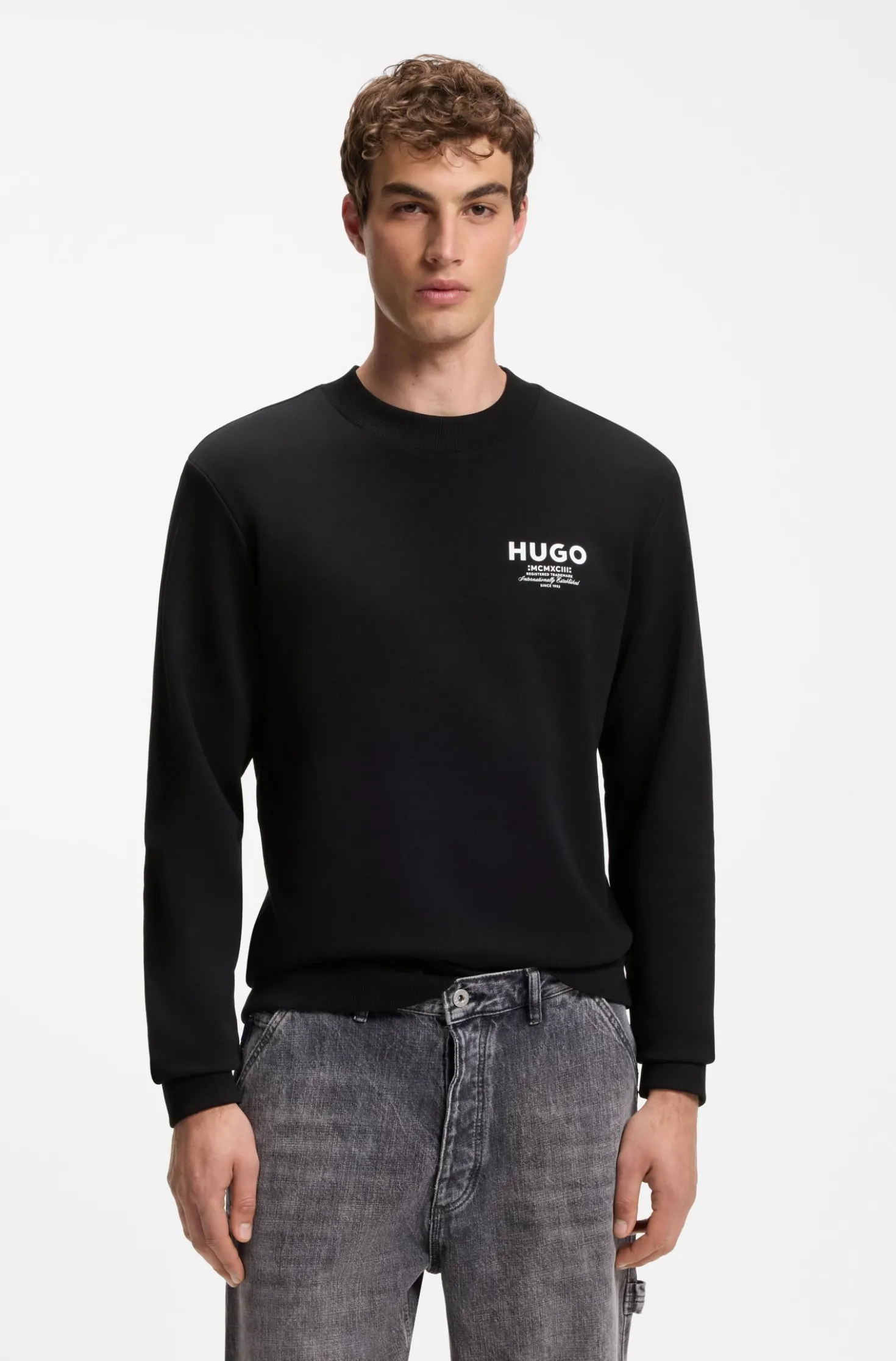French terry cotton sweatshirt with bold logo print