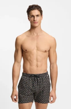 Fully lined quick-dry swim shorts with monogram print