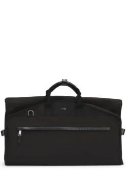 Garment bag with leather trims