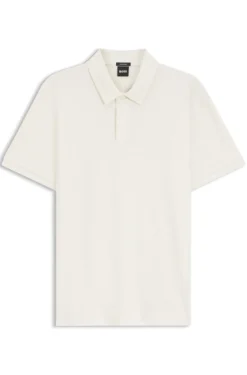 Geometric-jacquard polo shirt in cotton