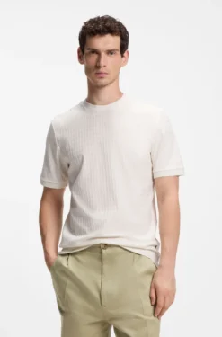 Geometric-jacquard T-shirt in cotton