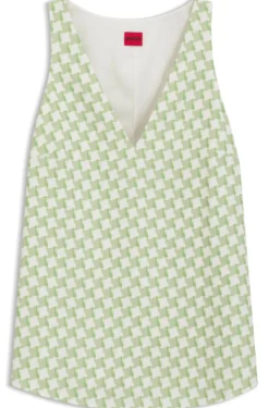 Geometric-print sleeveless top with sequins