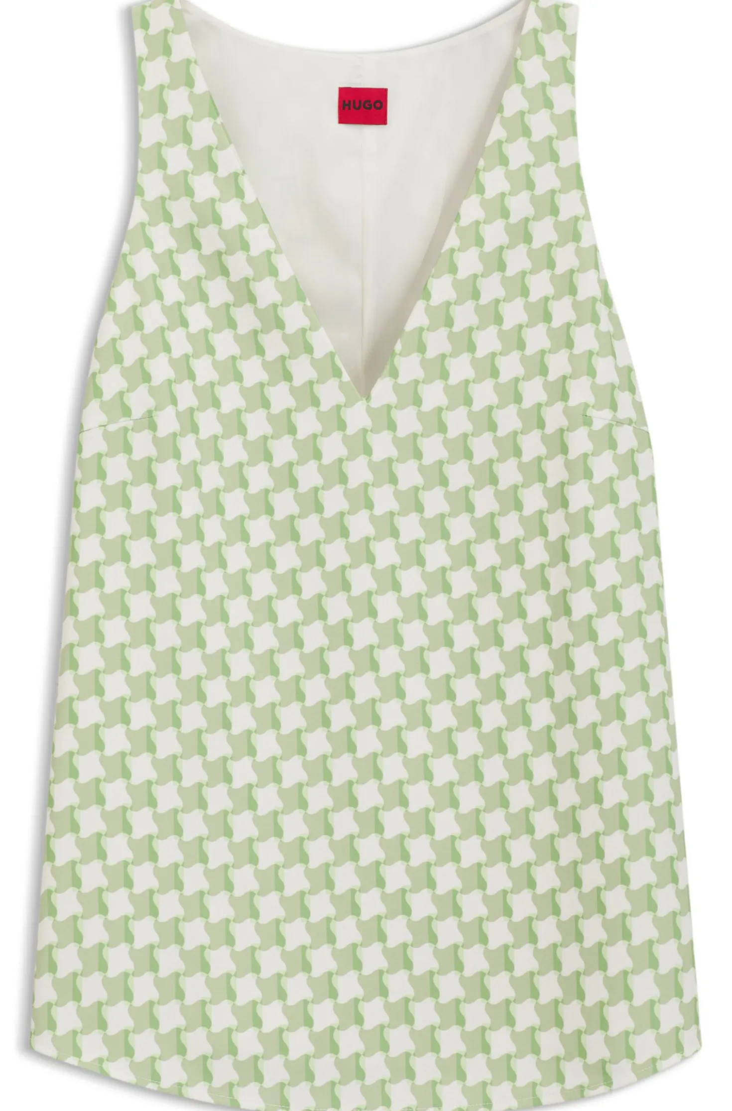 Geometric-print sleeveless top with sequins
