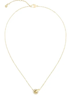 Golden interlocking-hoop necklace with pavé crystals