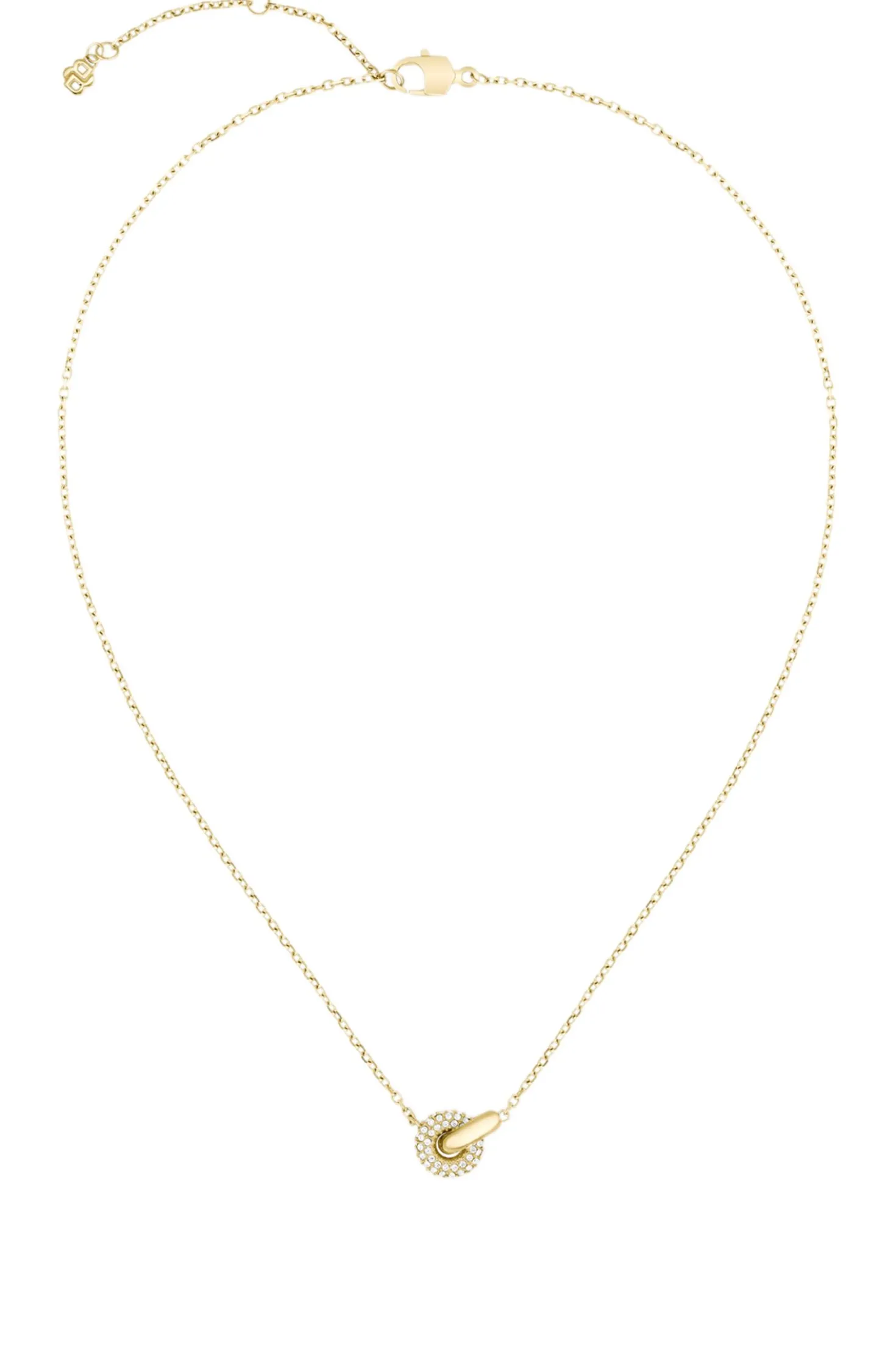 Golden interlocking-hoop necklace with pavé crystals