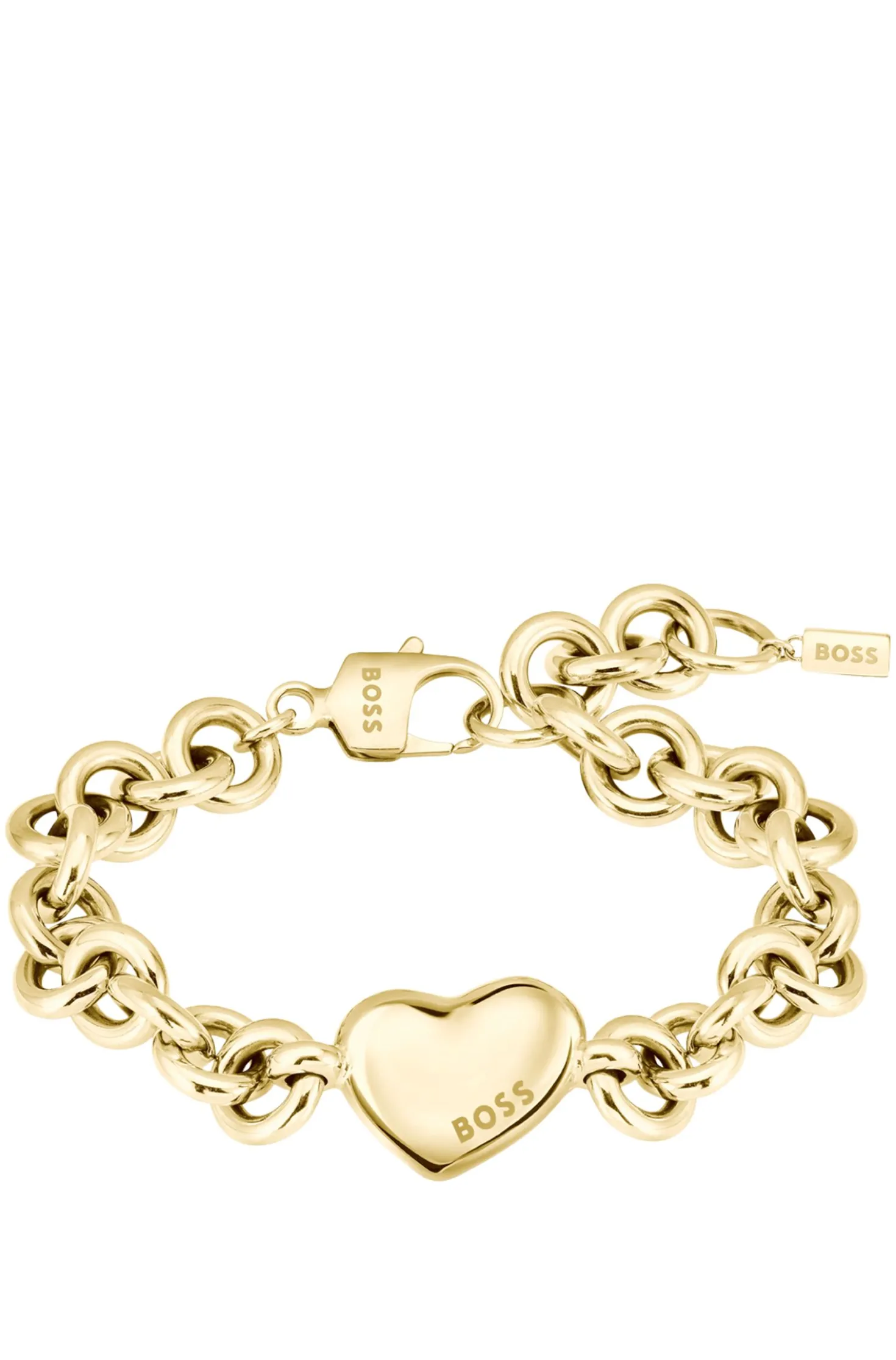 Gold-tone chain bracelet with heart charm