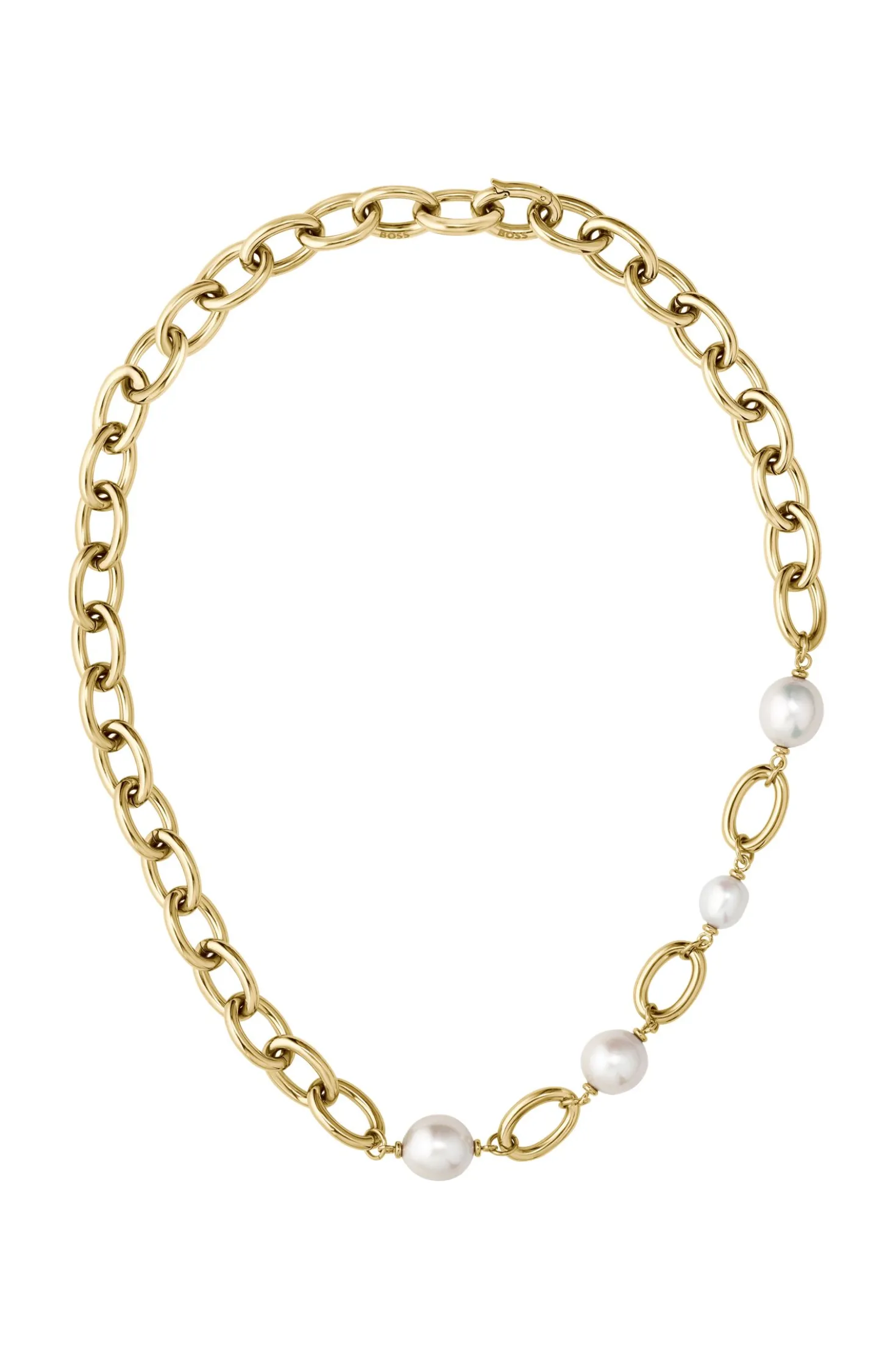 Gold-tone chain necklace with freshwater pearls