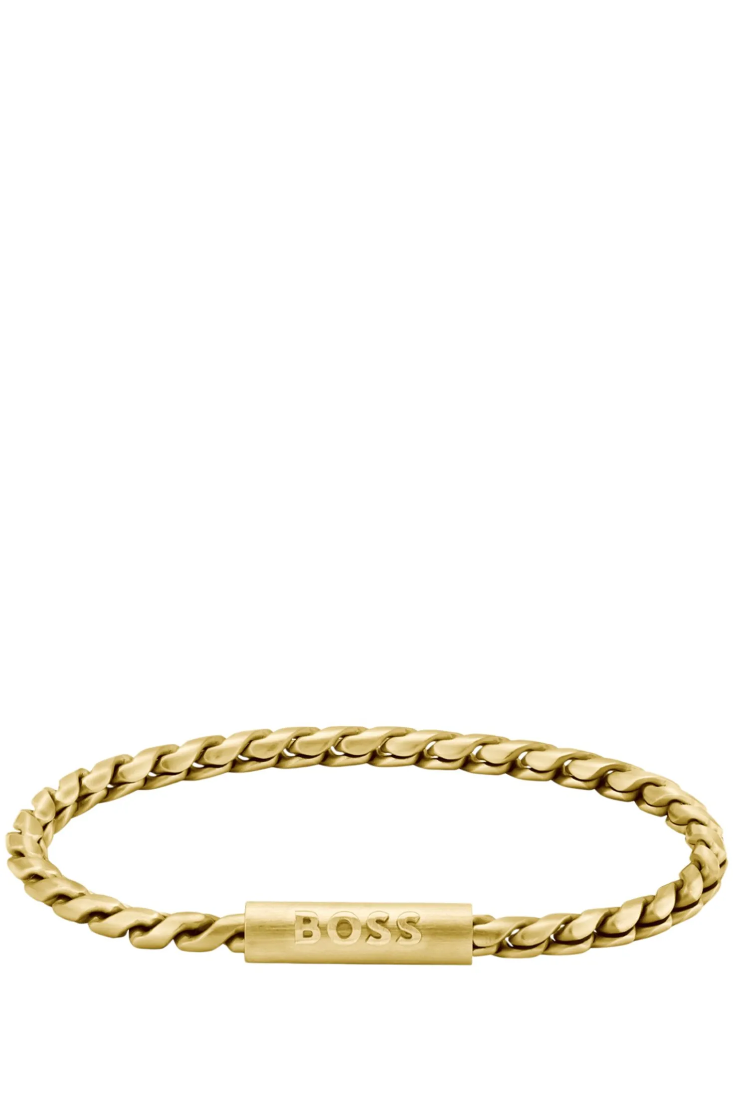 Gold-tone cuff with braided chain