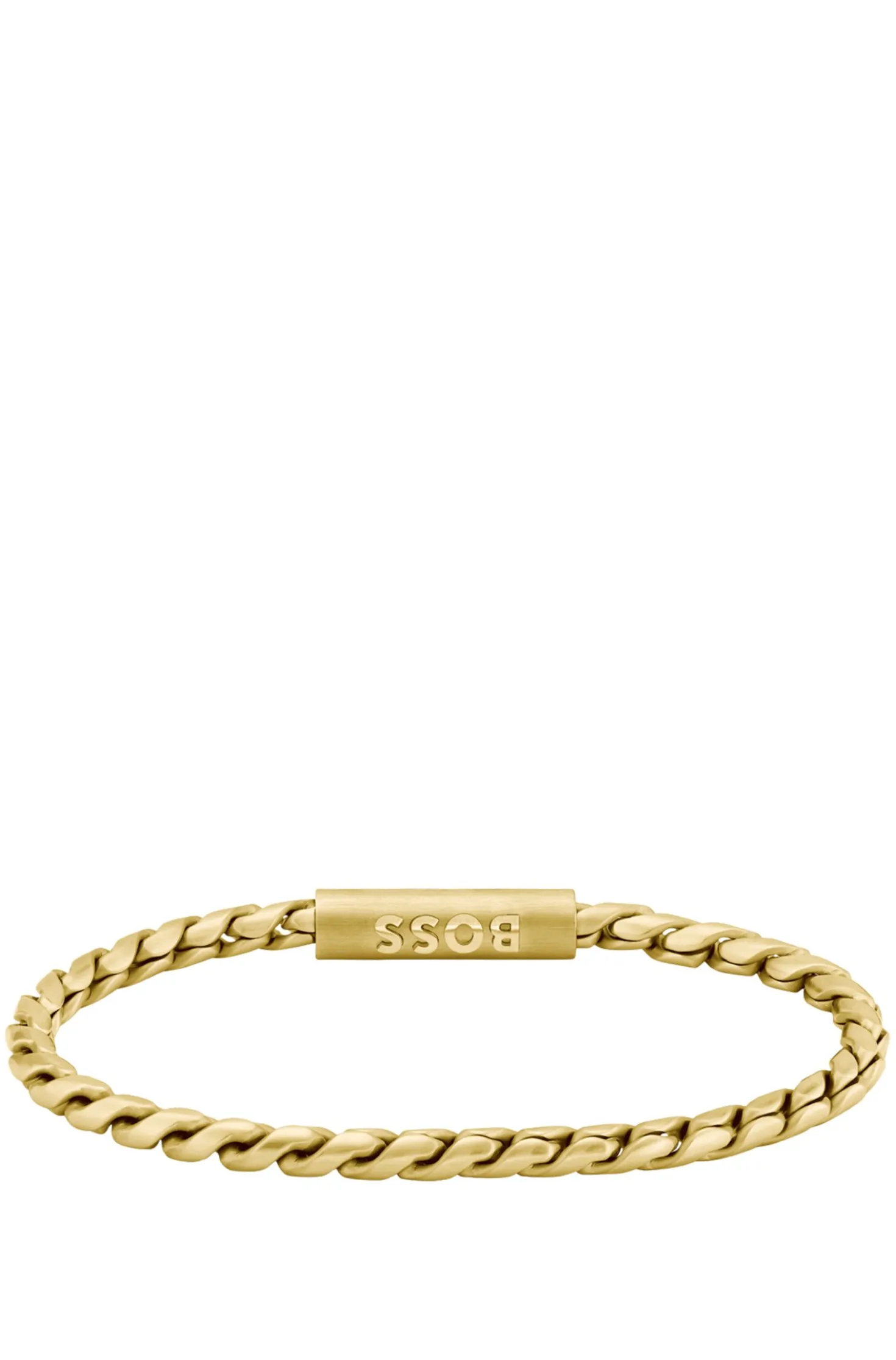 Gold-tone cuff with braided chain