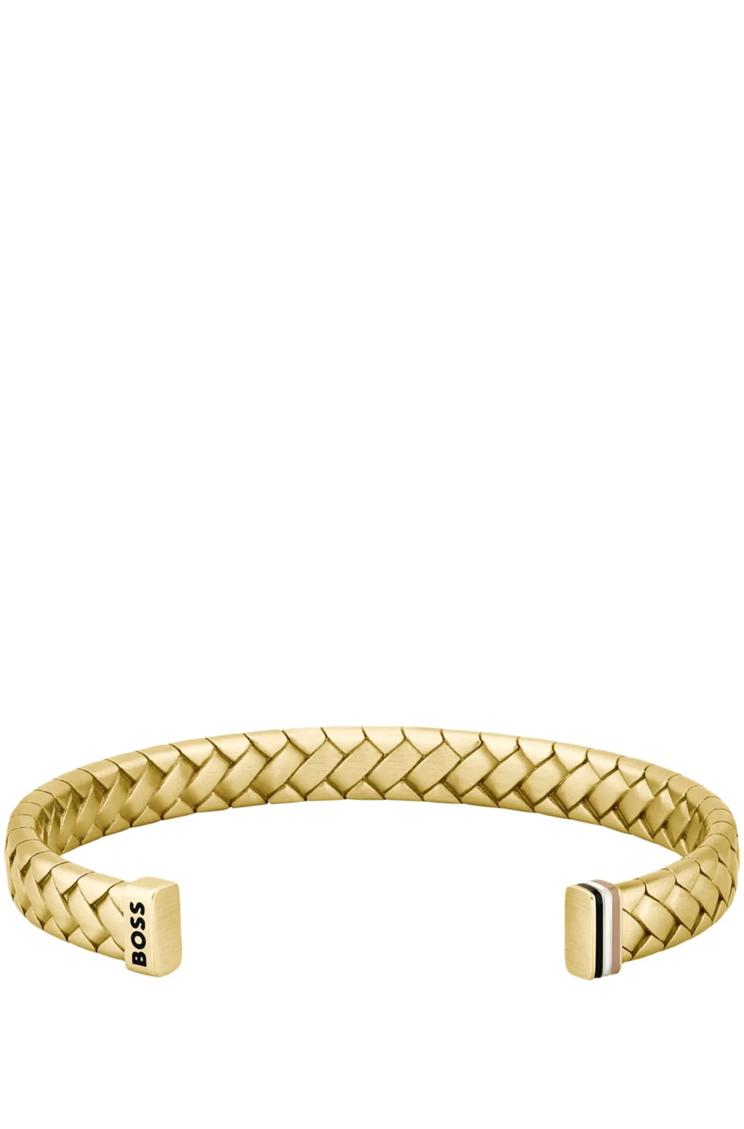 Gold-tone cuff with herringbone pattern