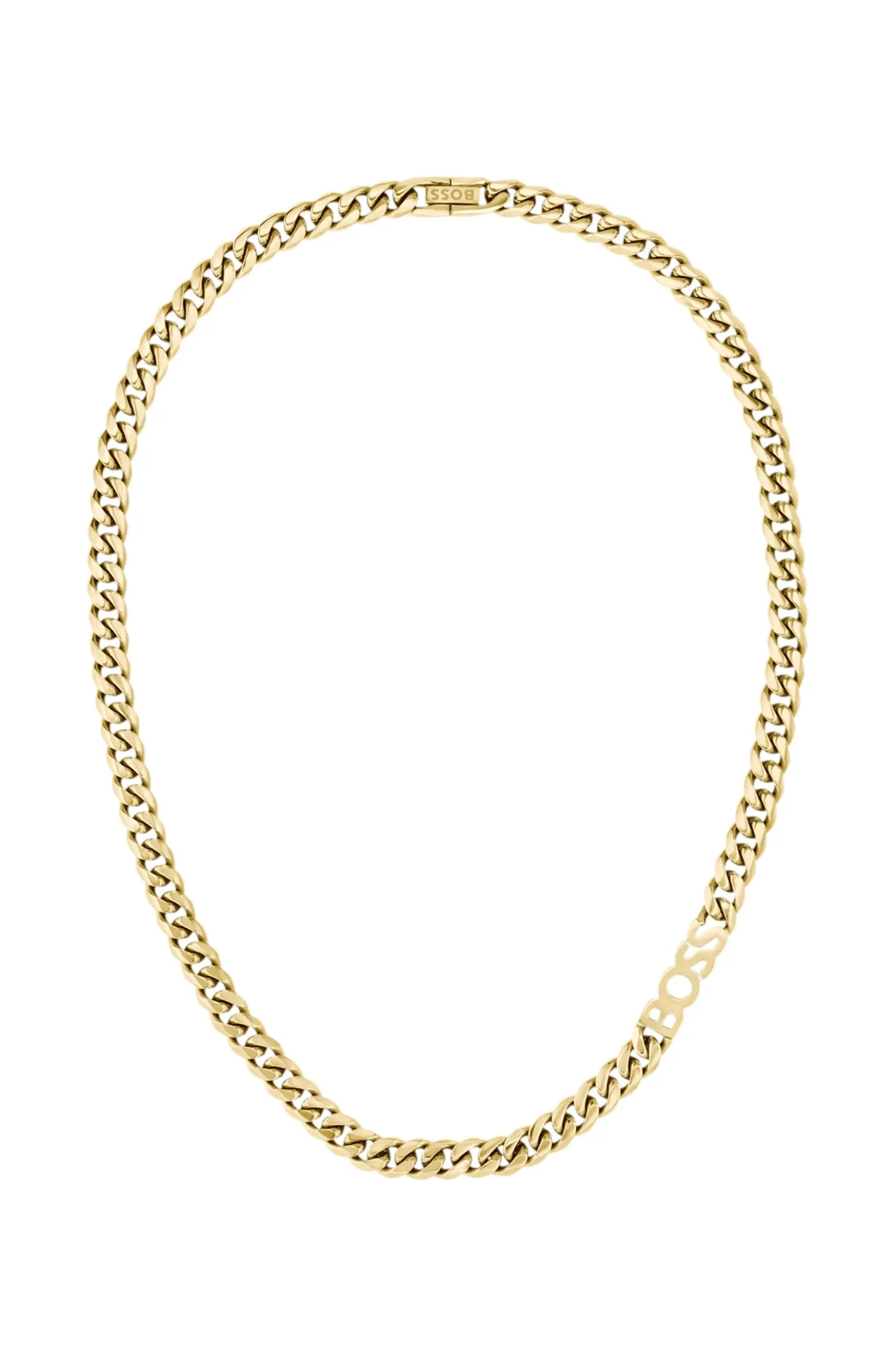 Gold-tone curb-chain necklace with logo link