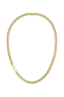 Gold-tone curb-chain necklace with logo link