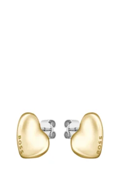 Gold-tone earrings with heart-shaped design