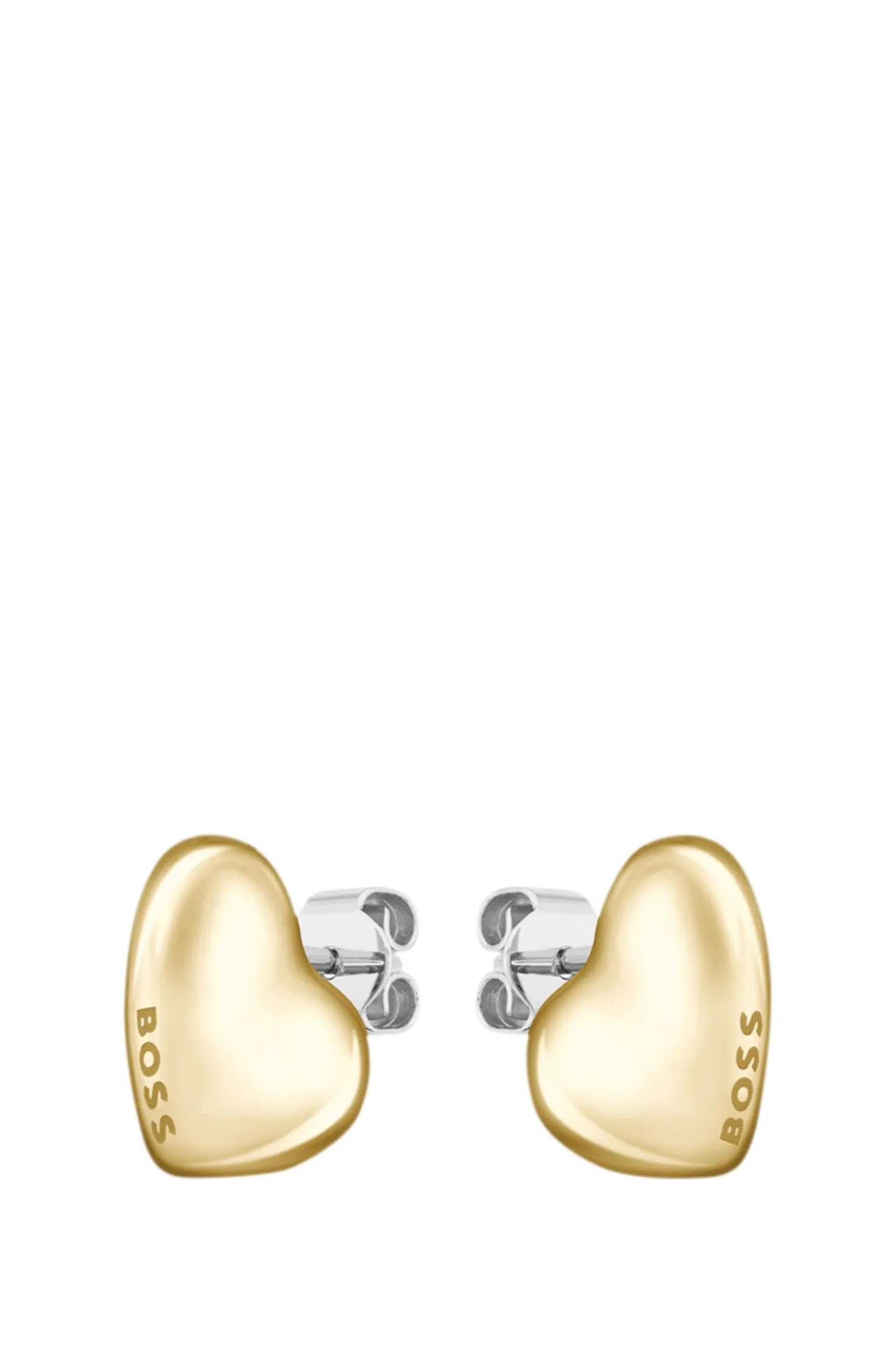 Gold-tone earrings with heart-shaped design