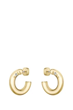 Gold-tone hoop earrings with logo detail