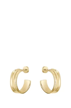Gold-tone hoop earrings with ripple design