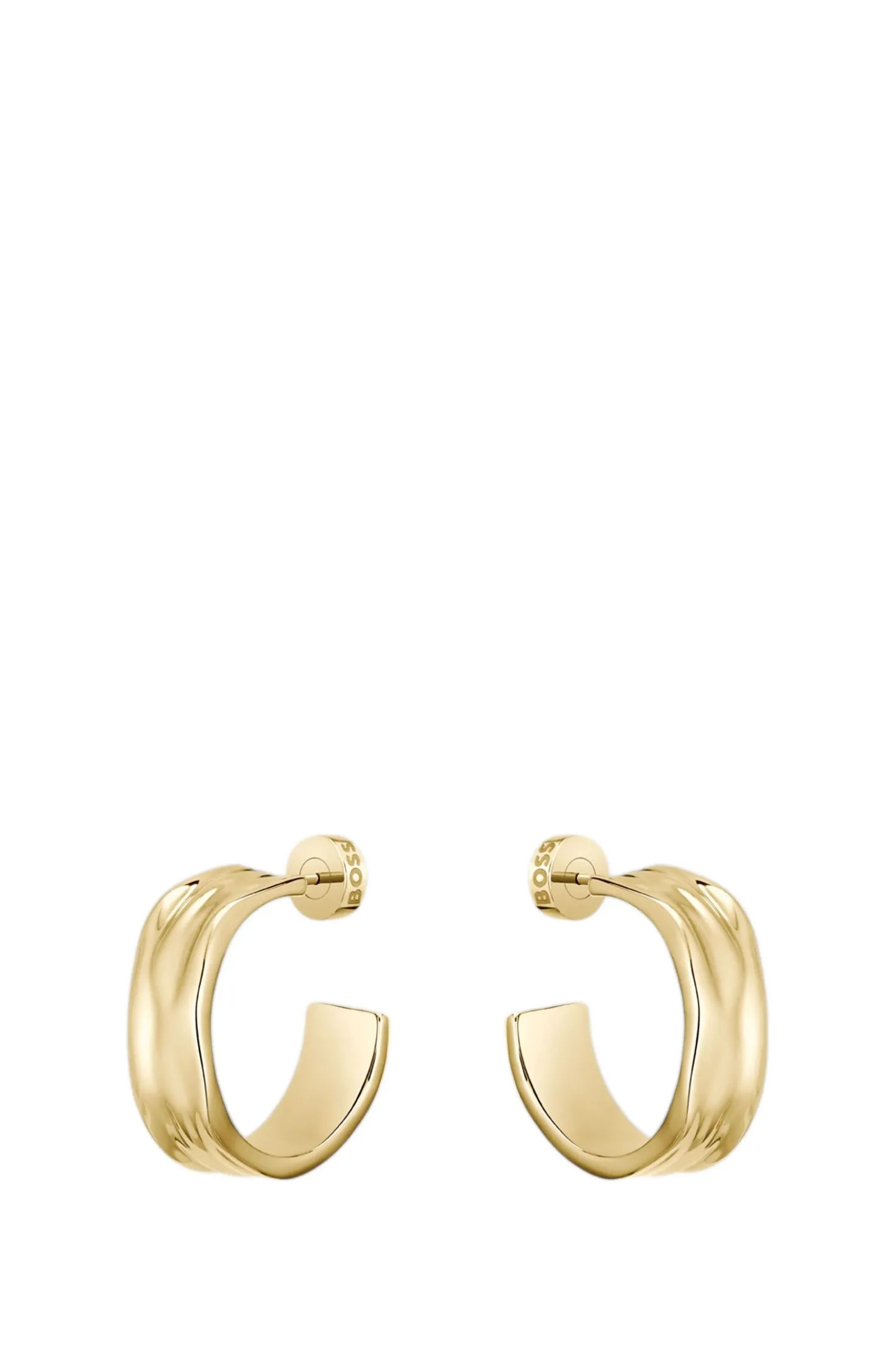 Gold-tone hoop earrings with ripple design