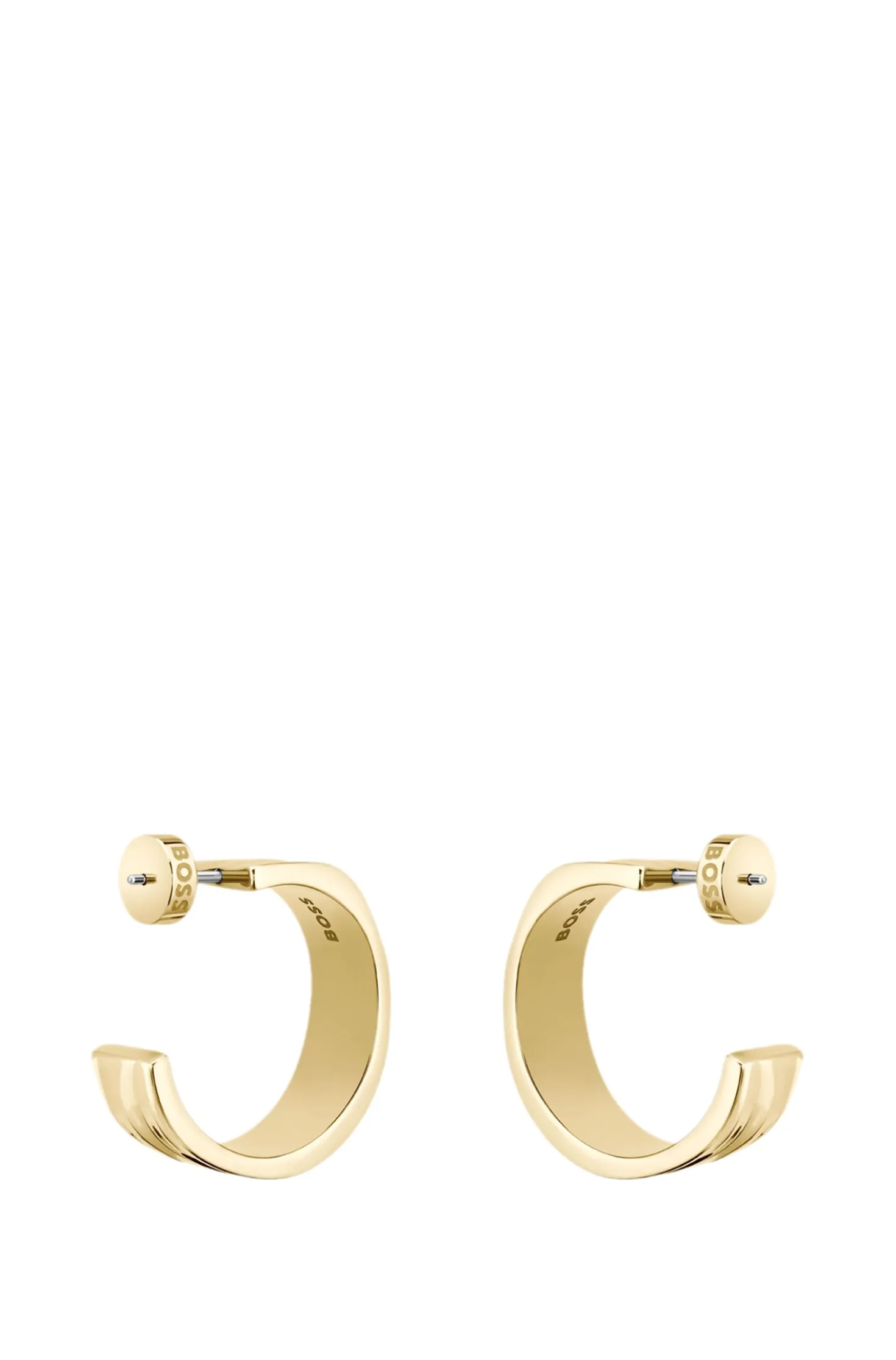 Gold-tone hoop earrings with ripple design