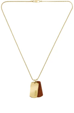 Gold-tone necklace with double-tag pendant