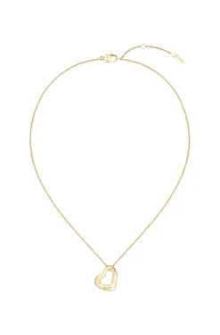 Gold-tone necklace with open-heart pendant