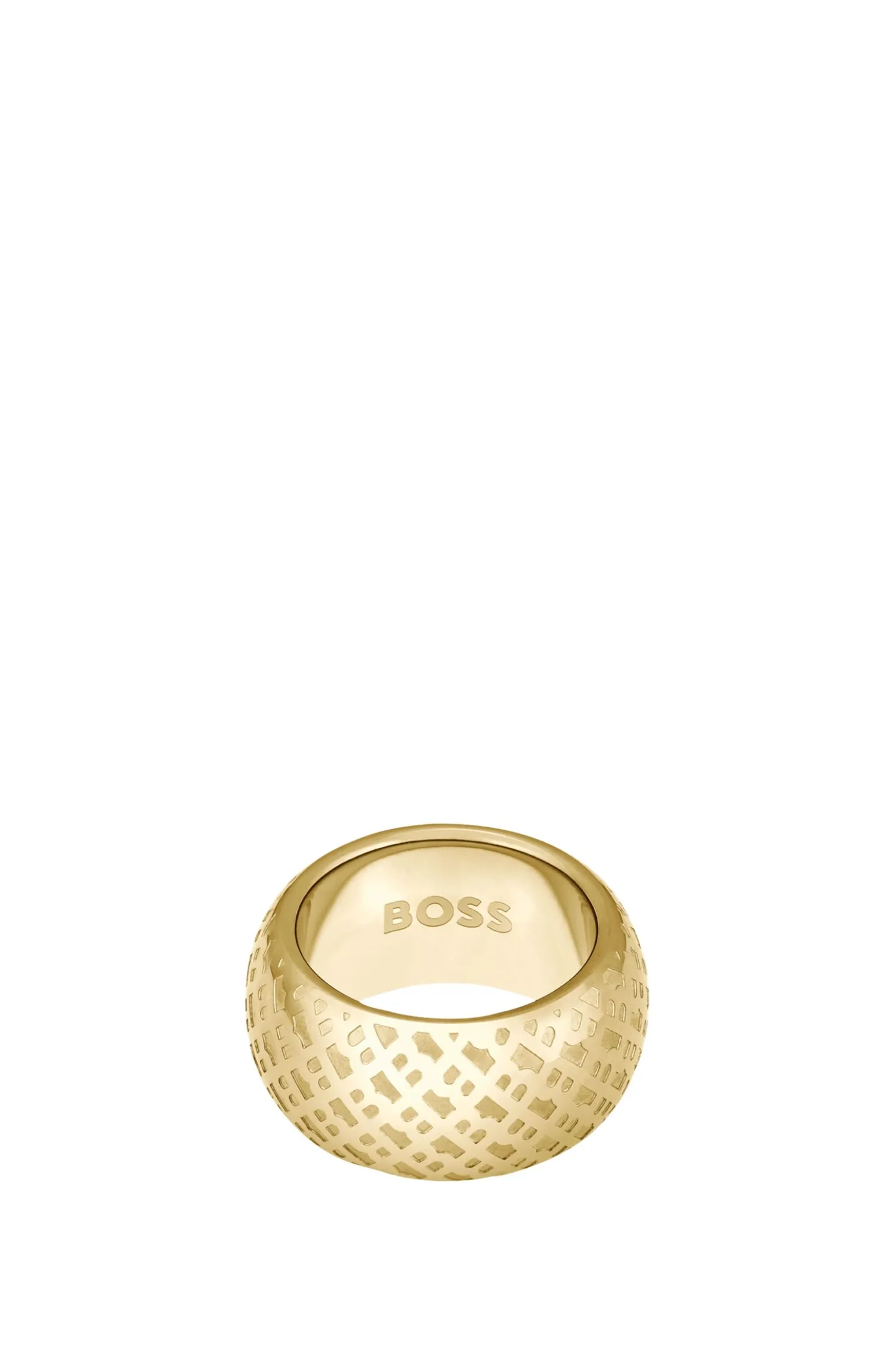 Gold-tone ring with engraved monograms