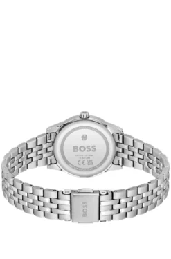 Graceful silver-tone watch with sunburst-patterned dial