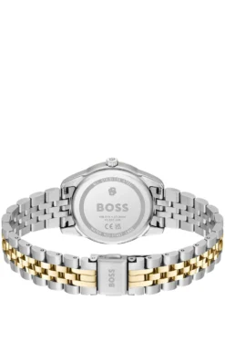 Graceful two-tone watch with crystal-set bezel