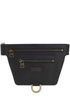 Grained belt bag with antique-gold-effect hardware