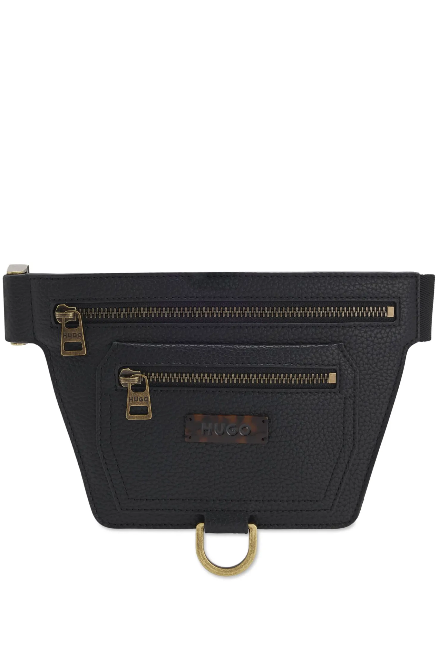 Grained belt bag with antique-gold-effect hardware