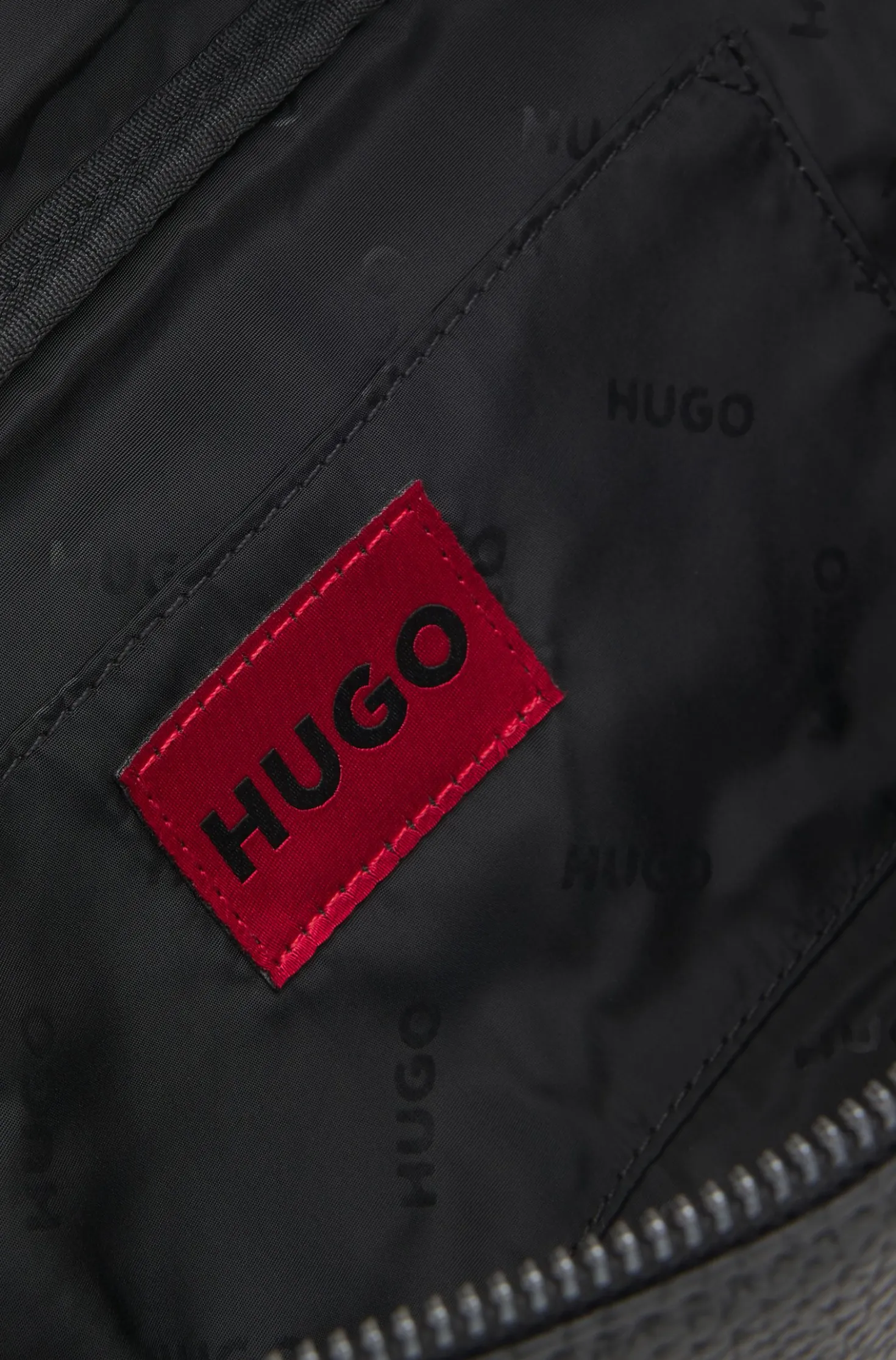 Grained belt bag with logo patch