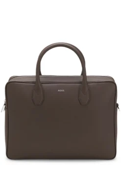 Grained document case with logo lettering