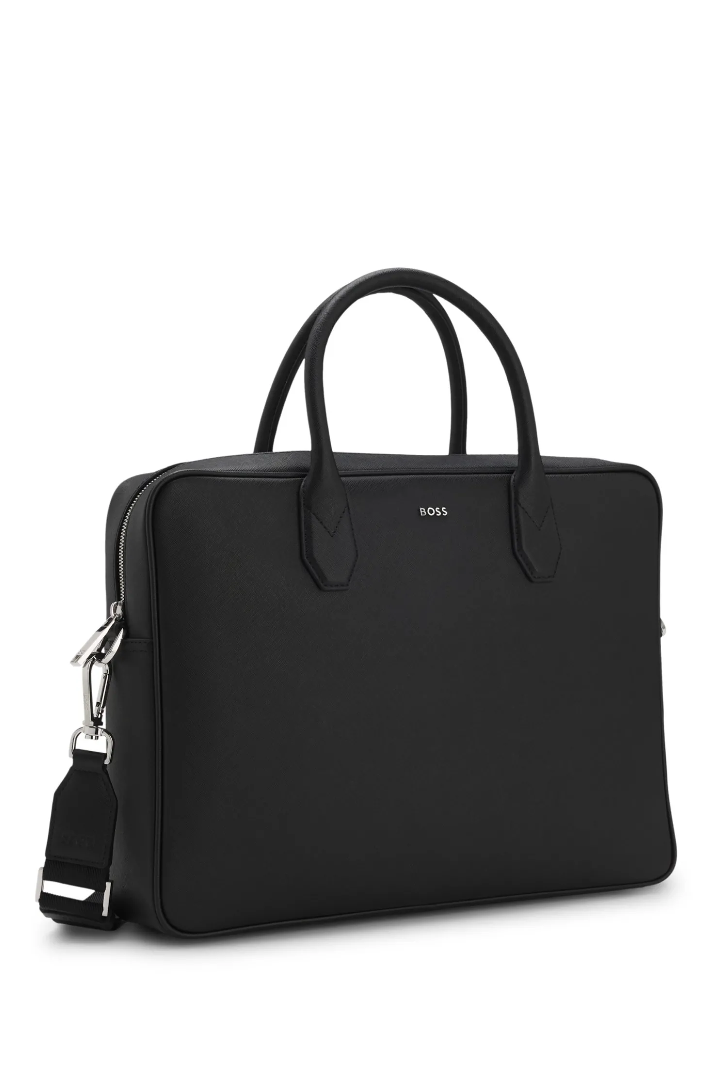 Grained document case with logo lettering