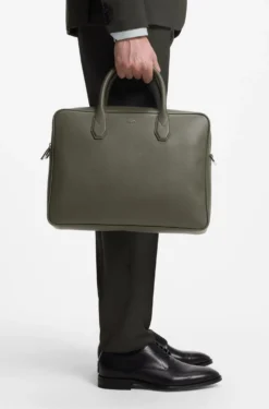 Grained document case with logo lettering