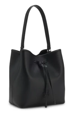Grained faux-leather bucket bag with Double B monogram