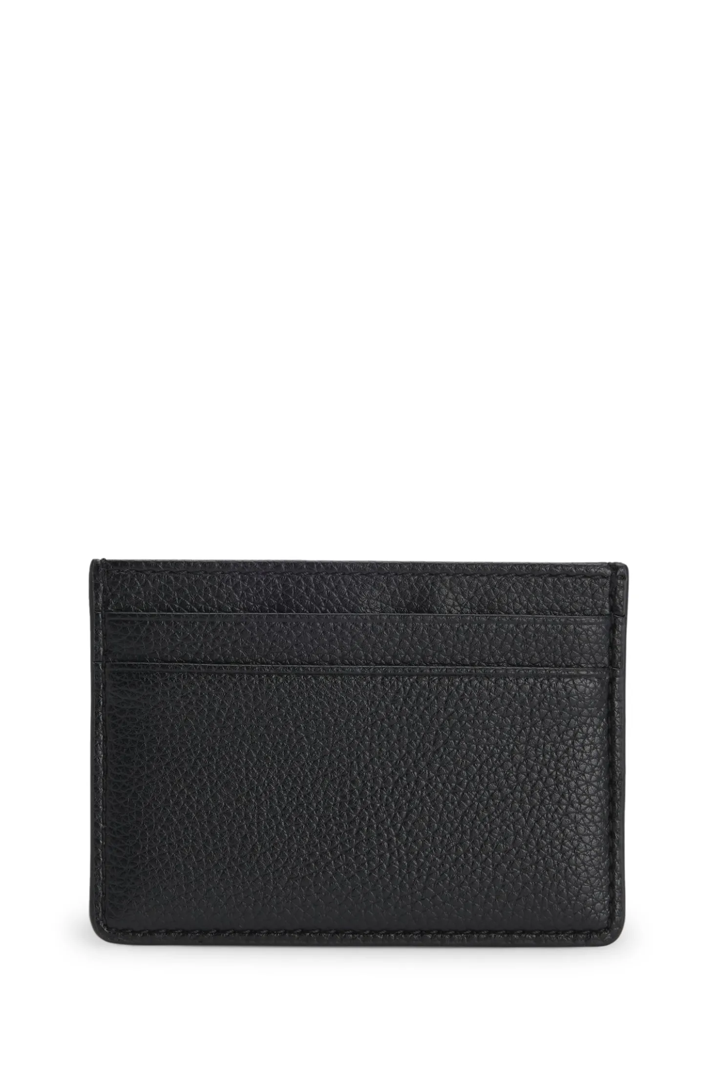 Grained faux-leather card holder with signature-stripe trim