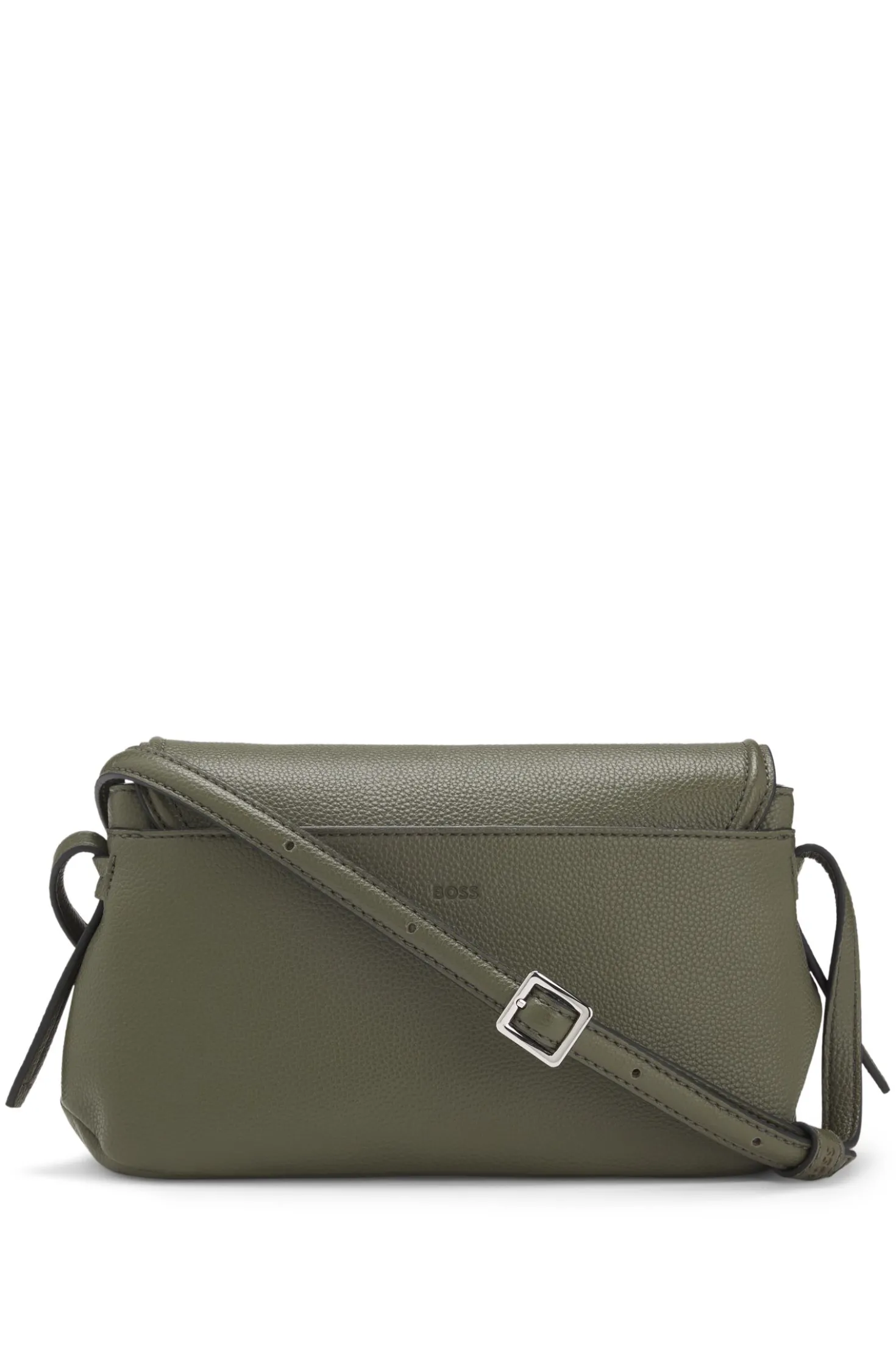 Grained faux-leather crossbody bag with Double B monogram