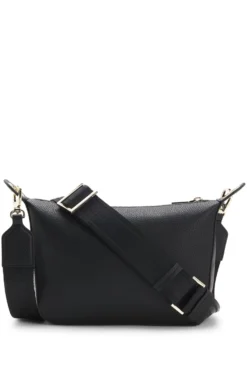 Grained faux-leather shoulder bag with gold-tone hardware