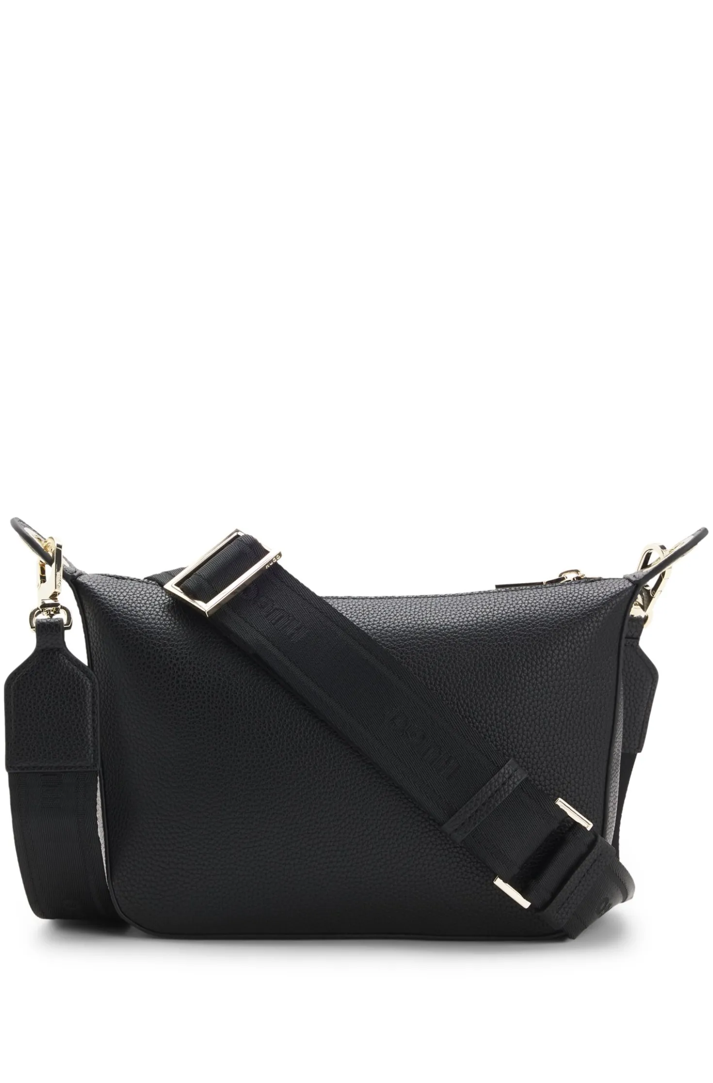 Grained faux-leather shoulder bag with gold-tone hardware