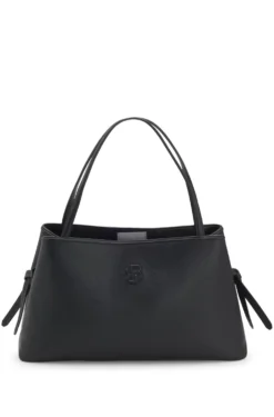 Grained faux-leather tote bag with Double B monogram