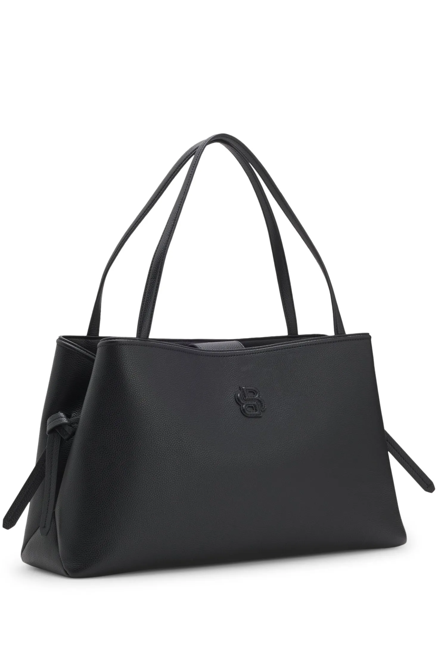 Grained faux-leather tote bag with Double B monogram