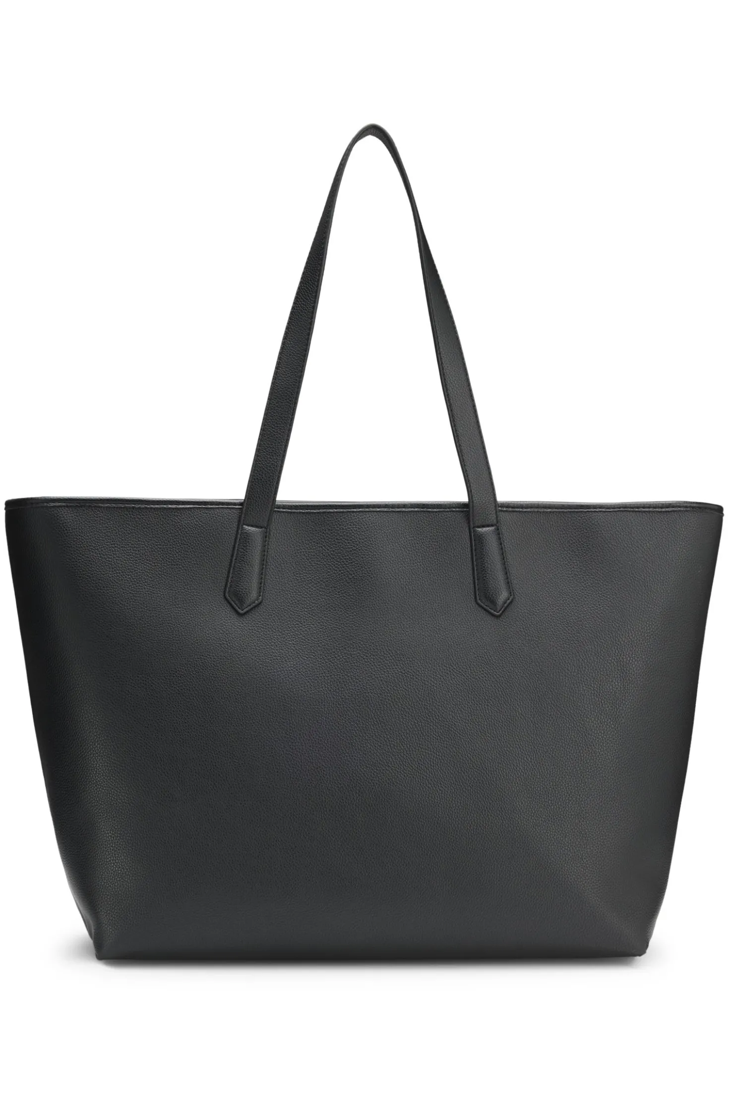 Grained faux-leather tote bag with stacked-logo trim