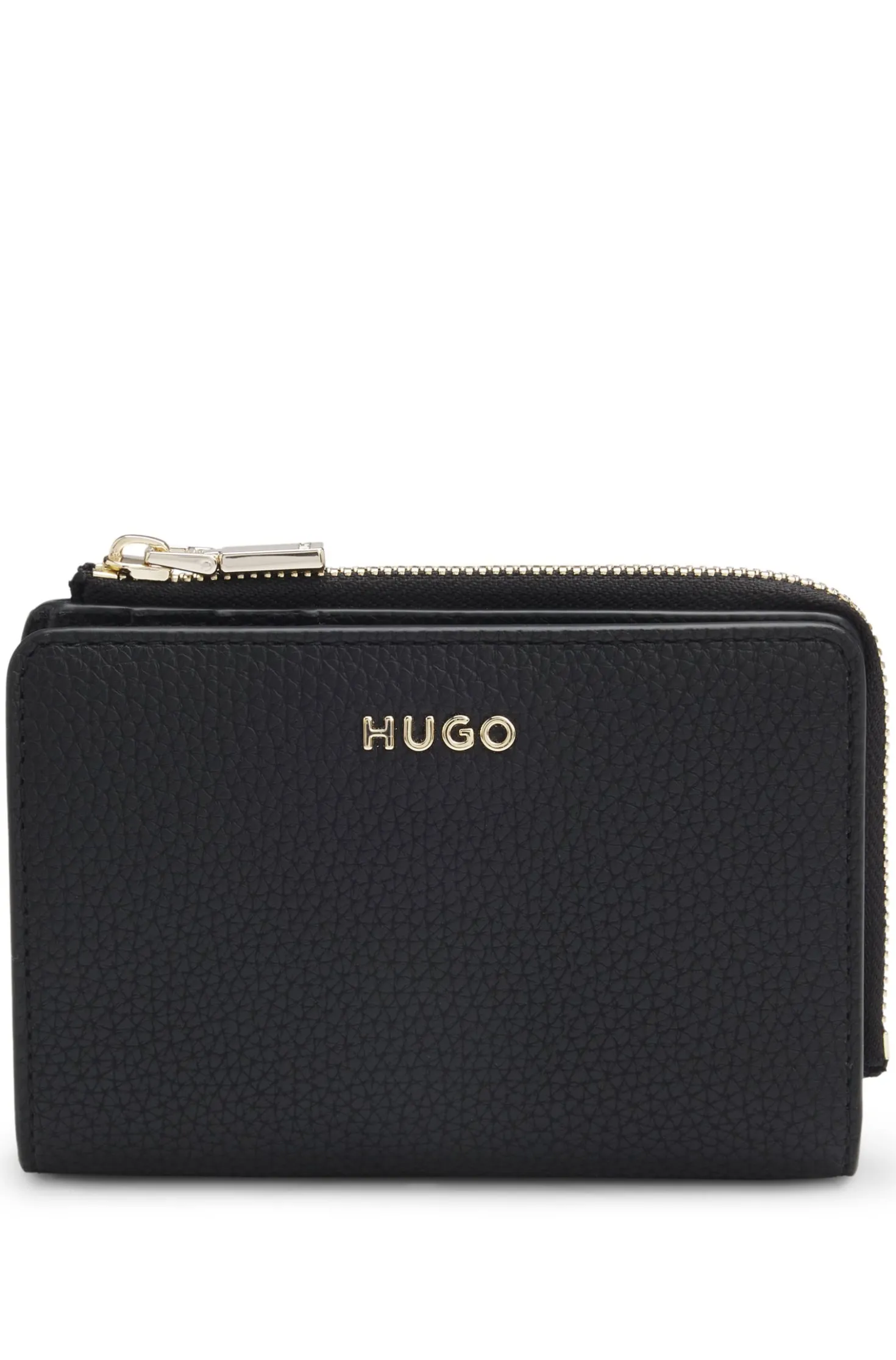Grained faux-leather wallet with logo lettering
