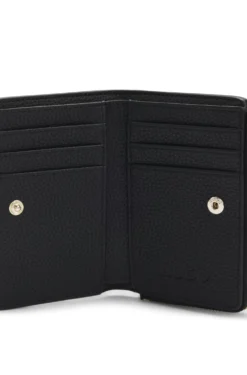 Grained faux-leather wallet with logo lettering
